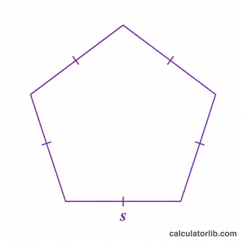 Regular pentagon with five equal sides each labeled s