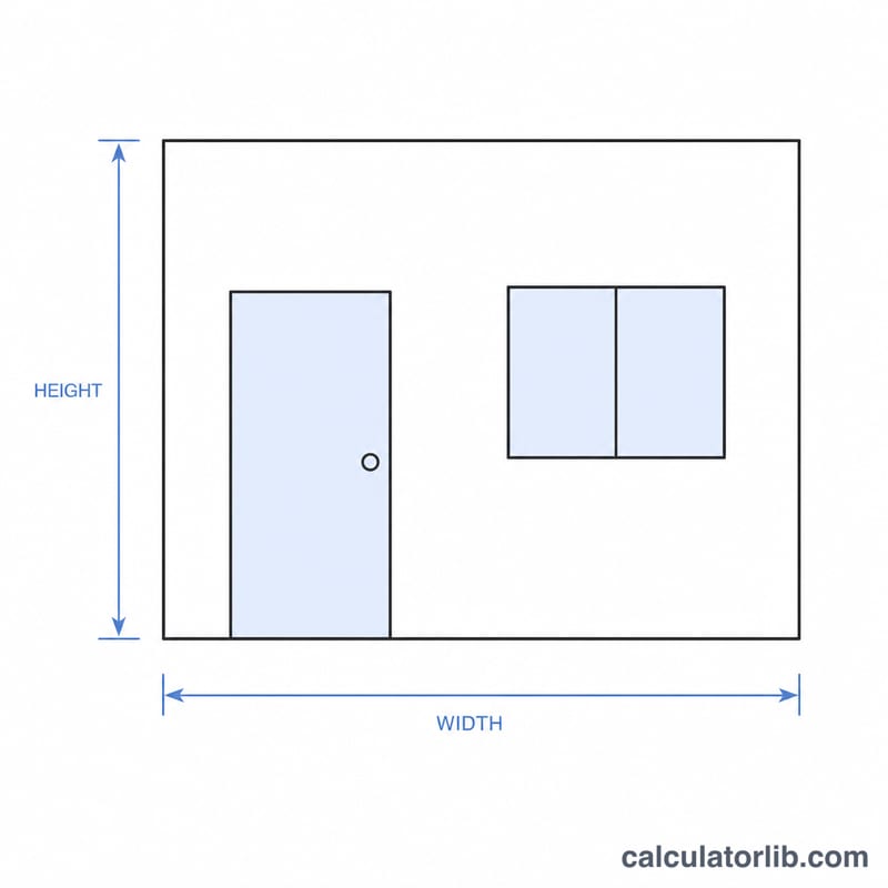Rectangle de mur dont on a soustrait une porte et une fenêtre