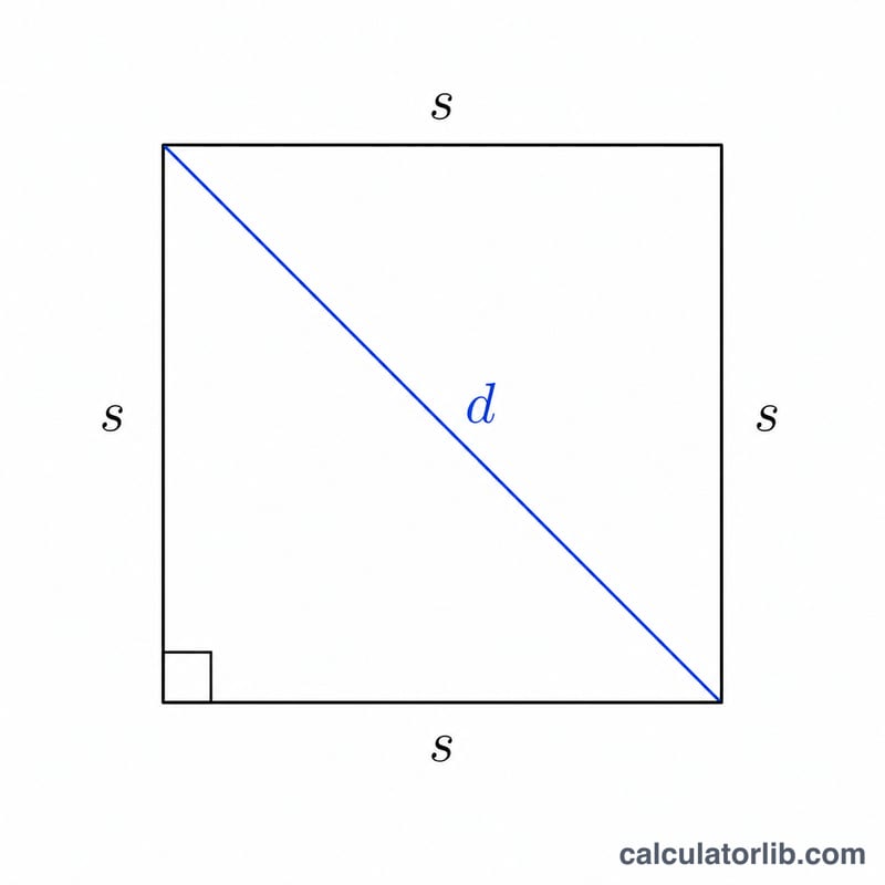 Square with side s and diagonal d connecting opposite corners