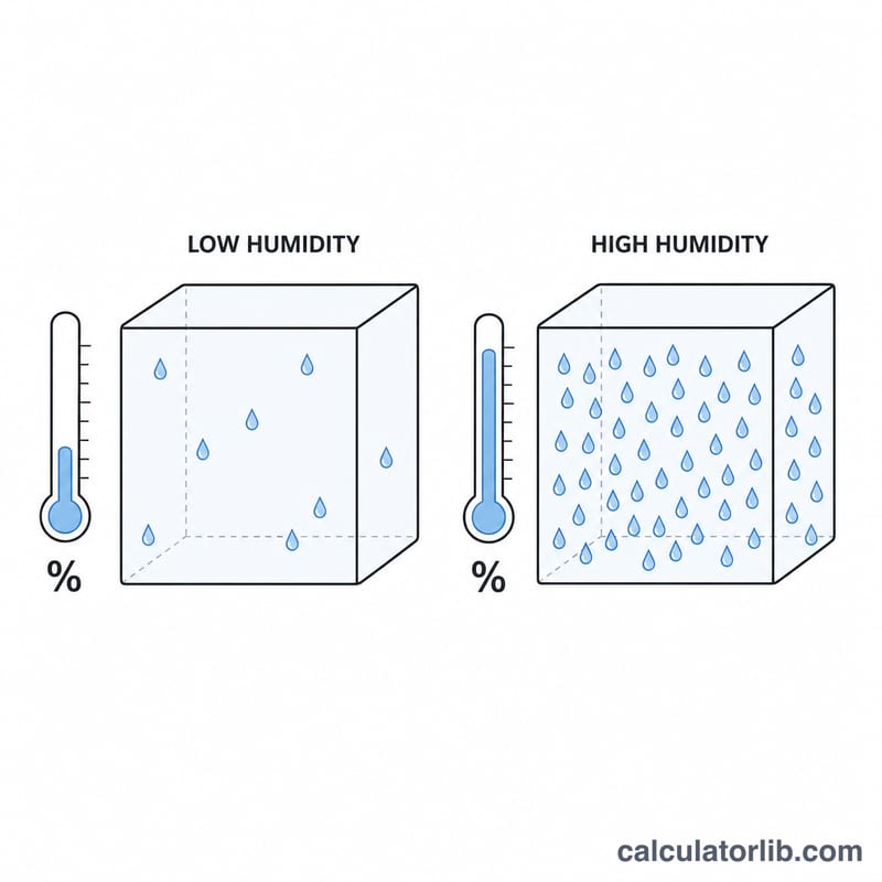 Hai khối không khí cho thấy ít so với nhiều giọt hơi nước