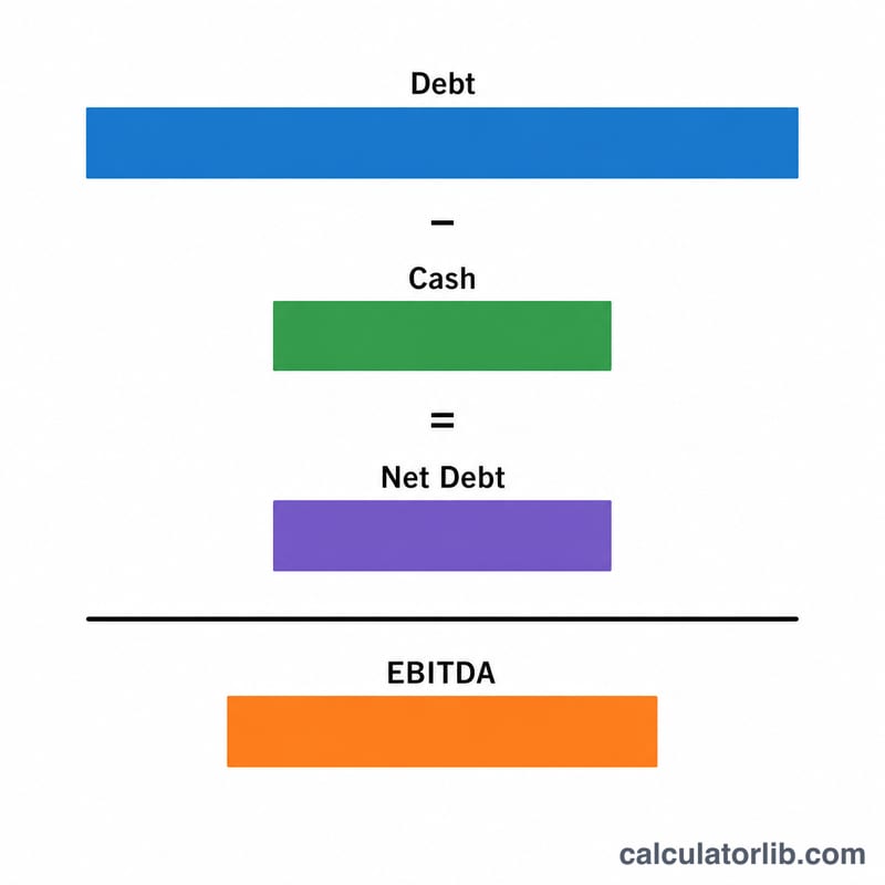 Diagram showing net debt (total debt minus cash) divided by EBITDA