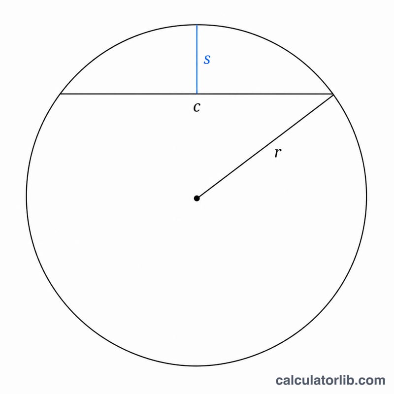Circular segment showing radius, chord, and sagitta