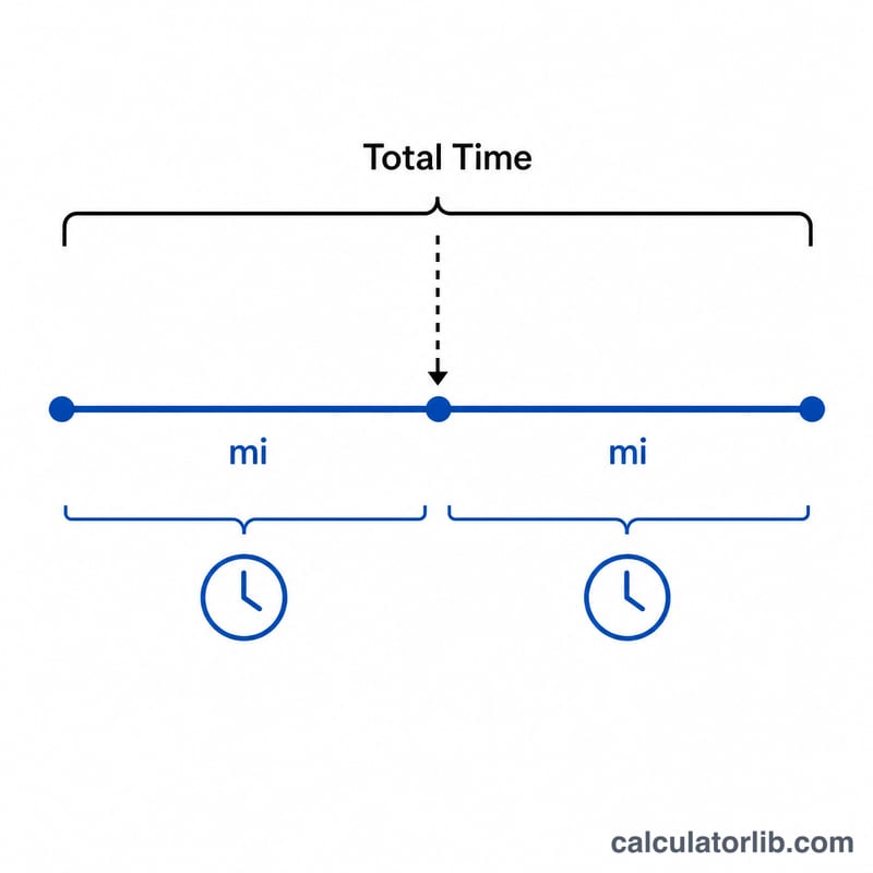 Diagram dividing total run time by two equal one-mile segments