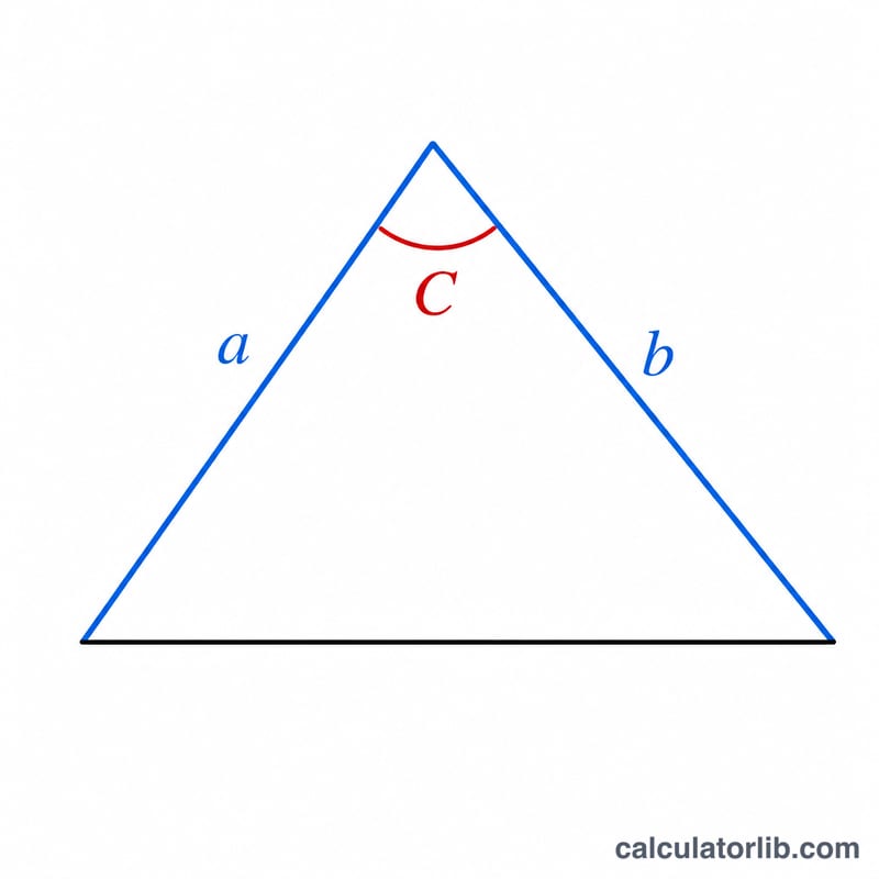 Triangle montrant les côtés a et b avec l'angle C compris entre eux