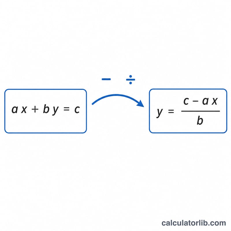 Linear equation Ax plus By equals C rearranged to isolate y