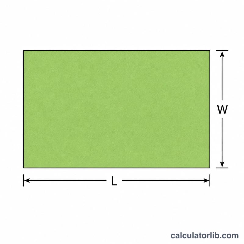 Rectangle representing a field with length and width labeled