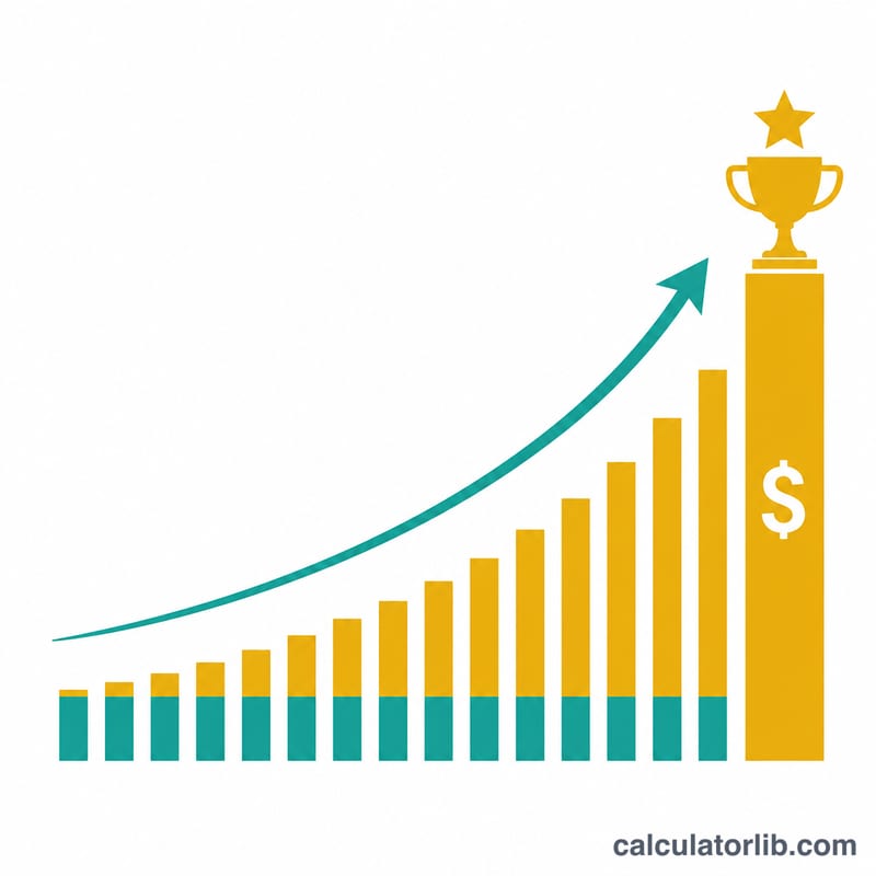 Bar chart showing monthly deposits compounding into a one million dollar total