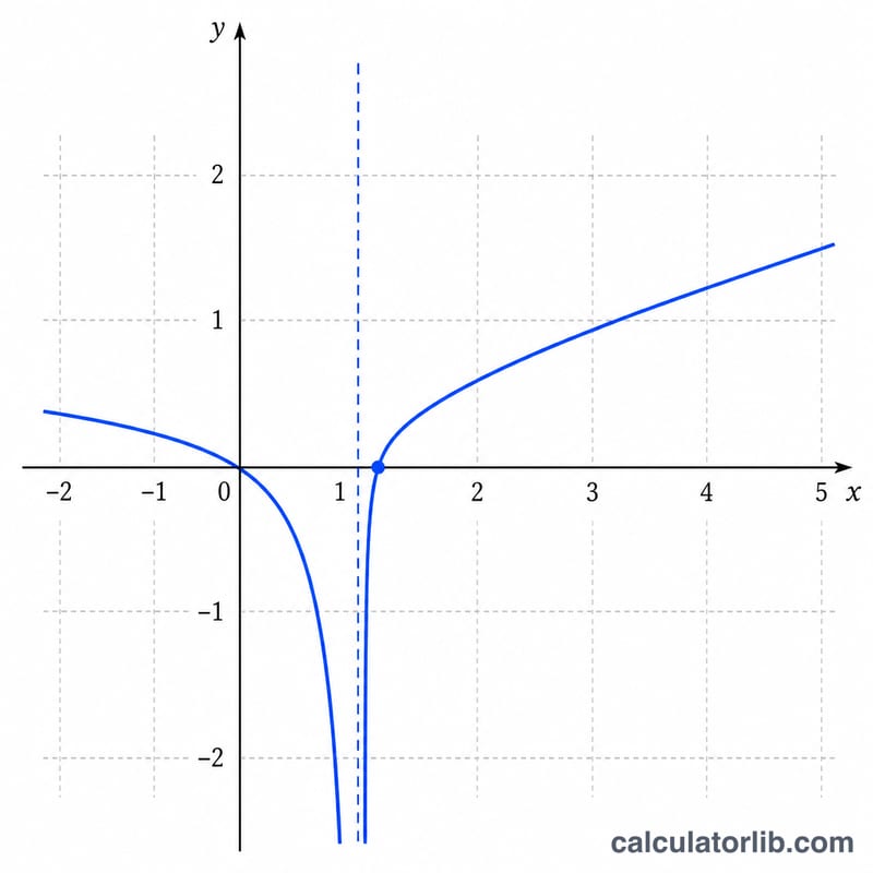 Courbe de li(x) traversant zéro près de x=1 et croissante, avec l'aire grisée sous 1/ln t