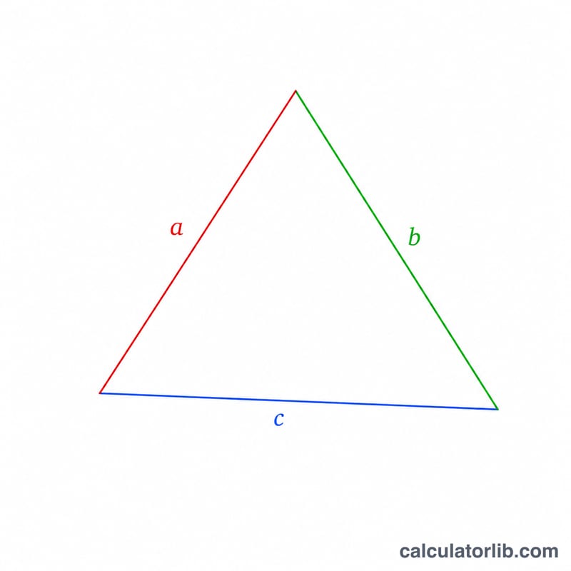 Scalene triangle with three unequal sides labeled a, b, and c