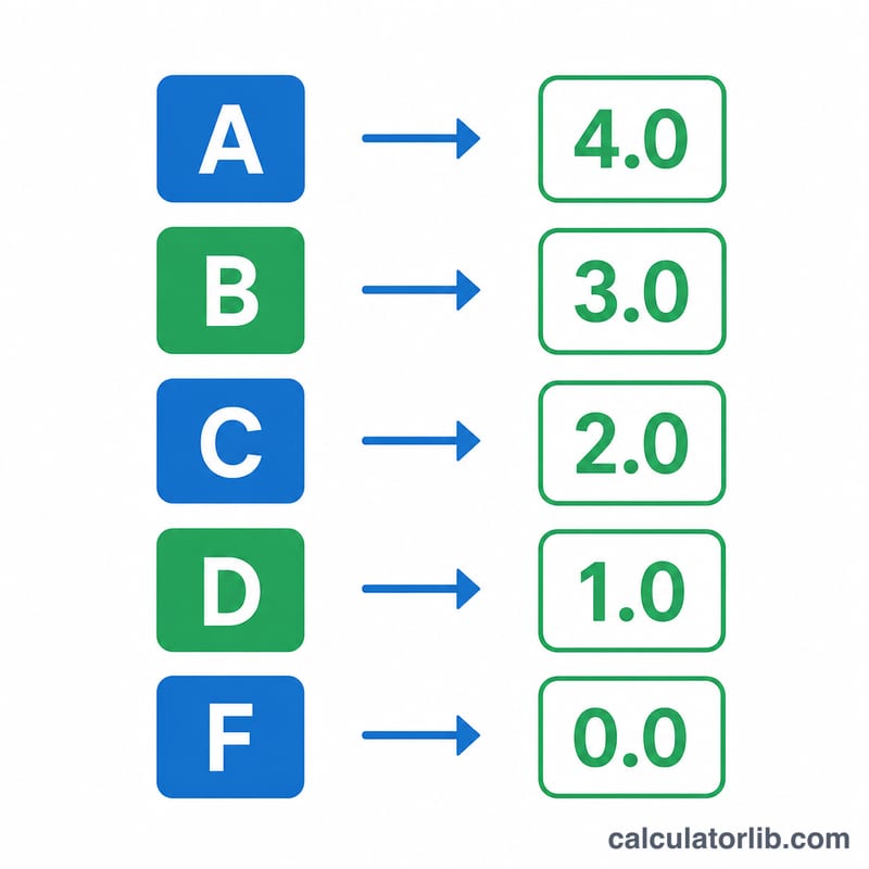 Chart mapping letter grades to grade-point values