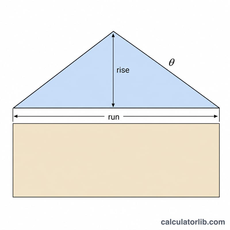 Coupe transversale d'un toit à deux pentes montrant la hauteur et la base formant un triangle rectangle