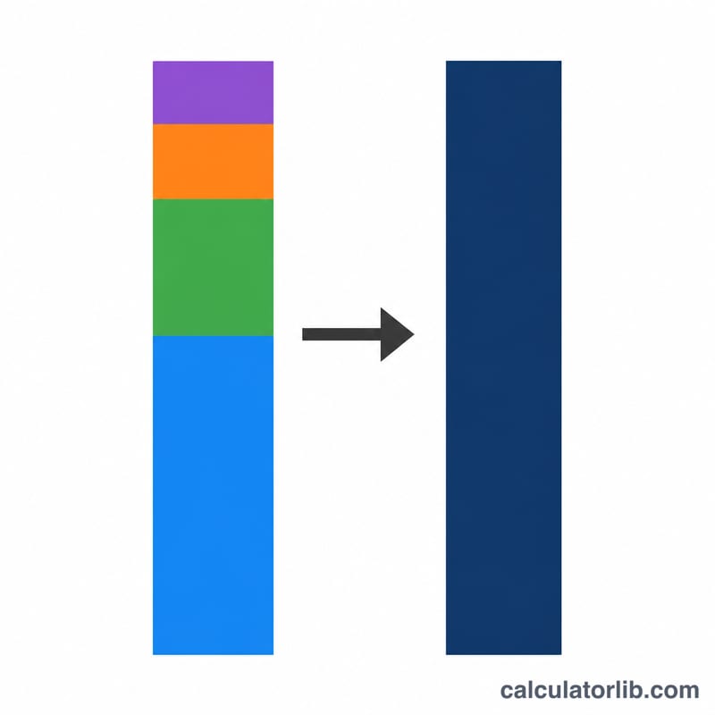 Stacked bar showing total compensation built from base salary, bonus, annualized equity, and benefits