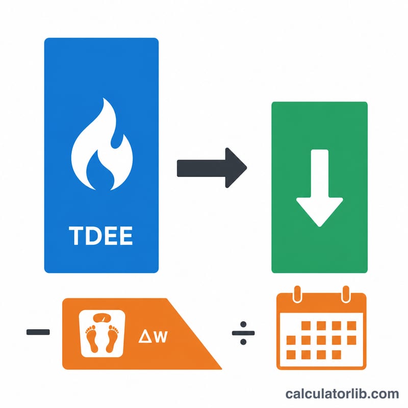 Diagram showing daily calorie target as TDEE minus weight-change energy spread over days