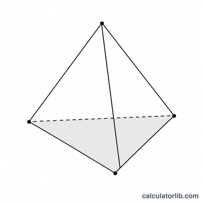 Triangular pyramid showing triangular base and apex