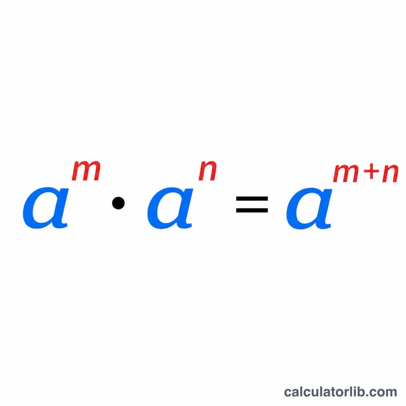 Diagram showing a to the m times a to the n equals a to the m plus n