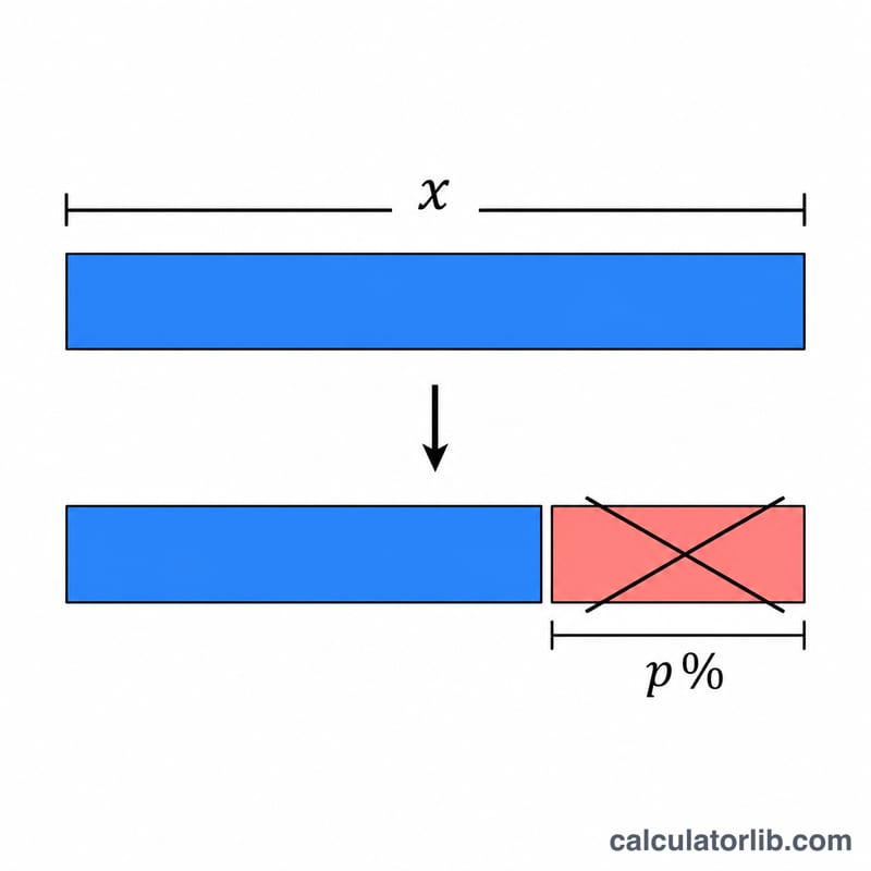 Bar showing original amount with a portion removed leaving the reduced amount