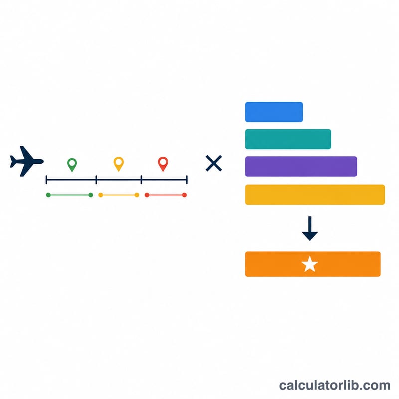 Diagramme montrant la tranche de distance de vol multipliée par la classe de cabine pour obtenir les points de palier