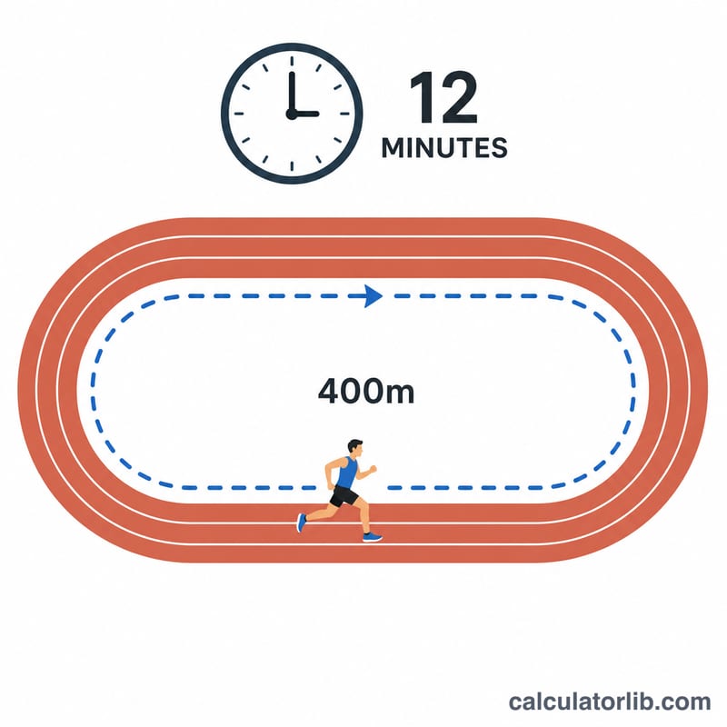 Runner circling a track for 12 minutes covering a measured distance