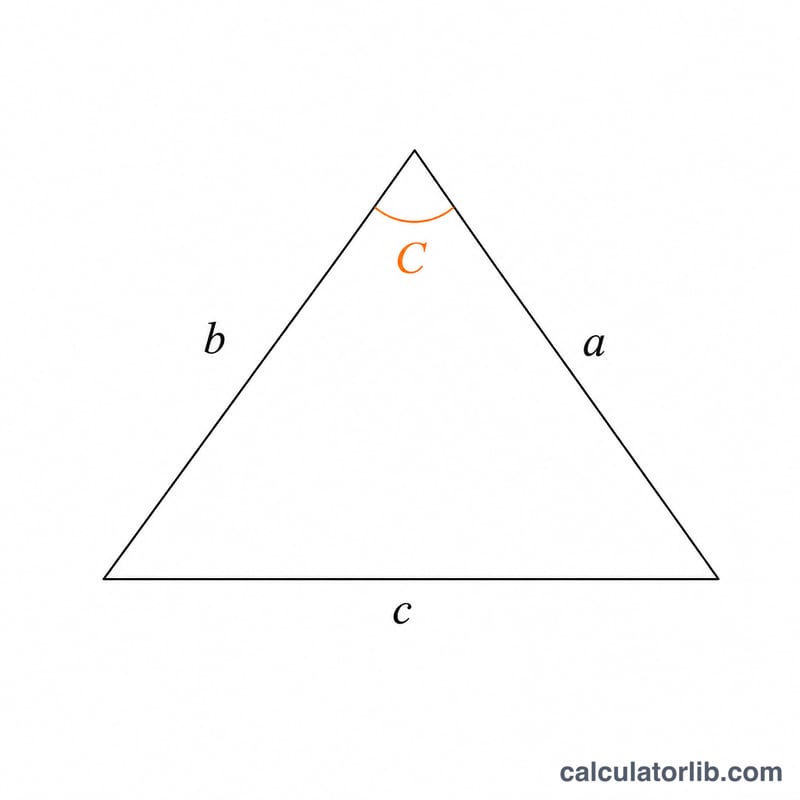 Triangle with sides a, b, c and angle C between sides a and b