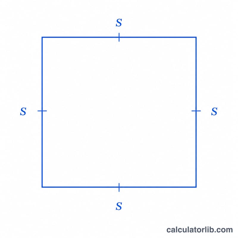Square with all four sides labeled s and equal-length tick marks