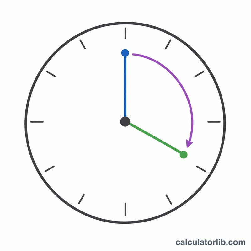 Clock face with a curved arrow spanning from the current time to a later target time