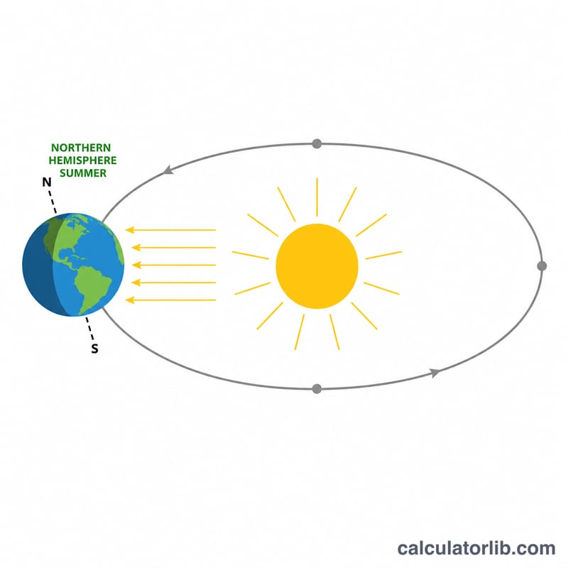 Earth tilted toward the sun at the summer solstice
