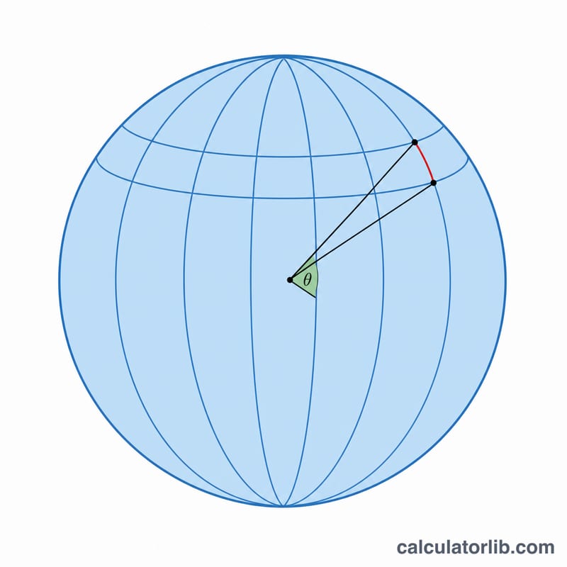 Globe montrant un mille marin comme une minute d'arc de latitude