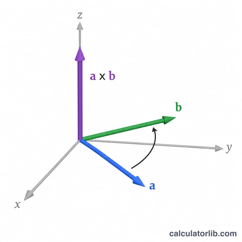 Two vectors and their perpendicular cross product vector
