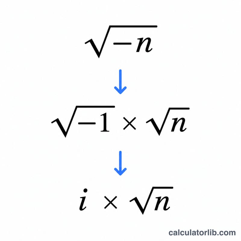 Diagram splitting the square root of negative n into i times square root of n