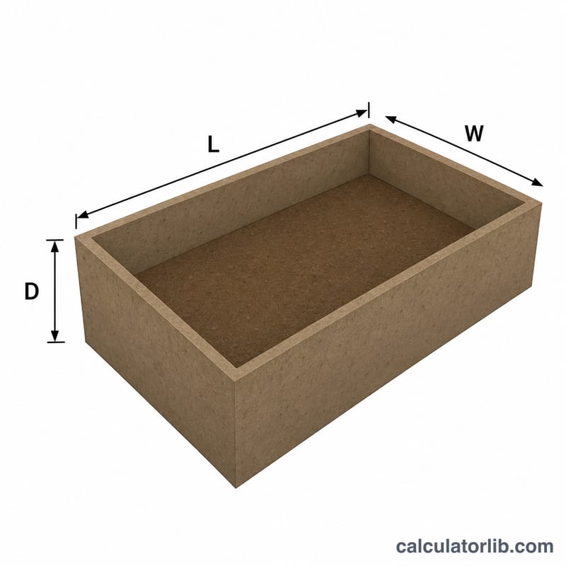 Rectangular fill area showing length, width and depth dimensions