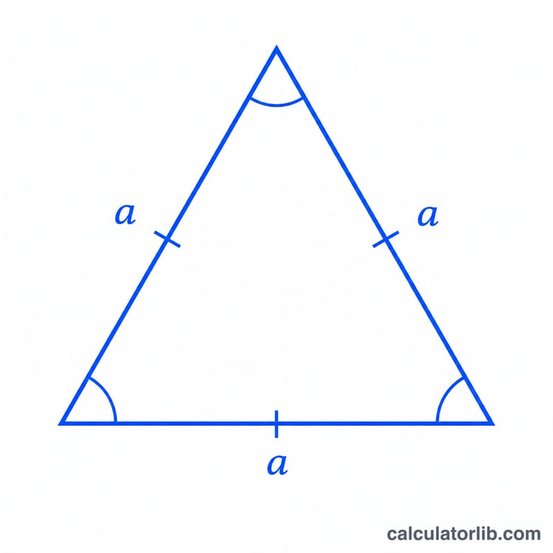 Equilateral triangle with three equal sides each labeled a