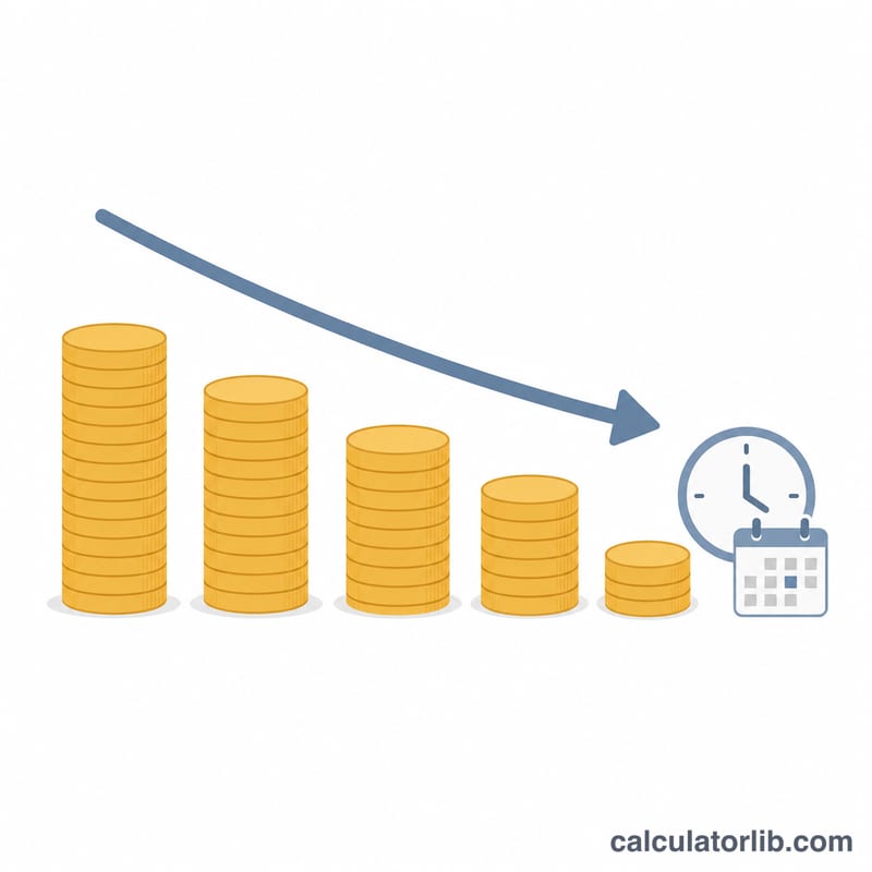 Stack of coins shrinking from left to right over time