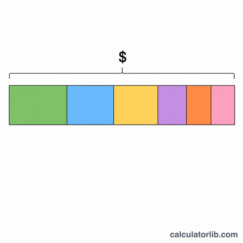 Flat diagram showing item price split into cost and fee blocks leaving net profit