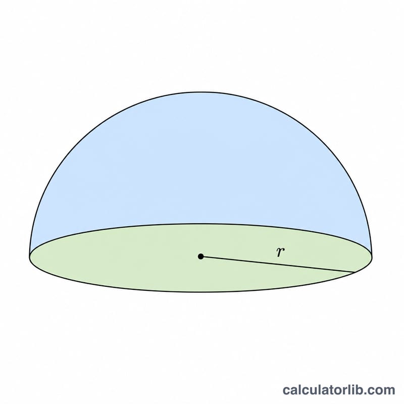 Hemisphere showing curved dome surface and flat circular base