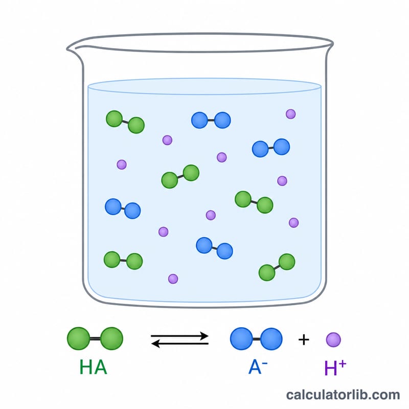 Buffer solution with weak acid HA and conjugate base A-minus in equilibrium