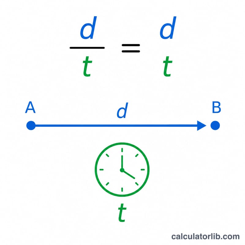 Diagram of speed equals distance divided by time