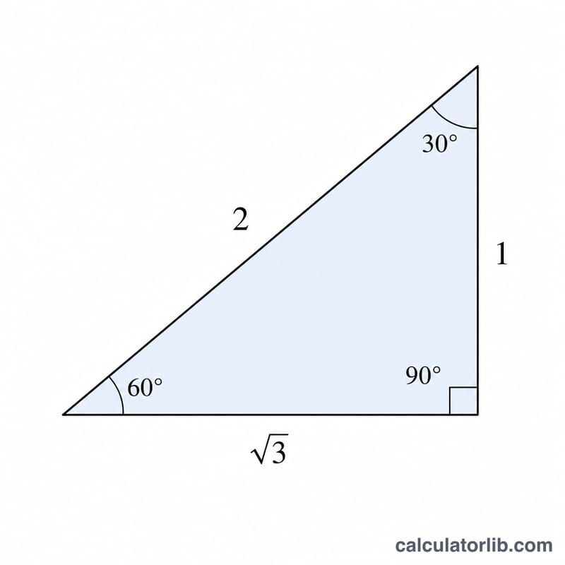 Right triangle with 30, 60, and 90 degree angles and labeled side ratios
