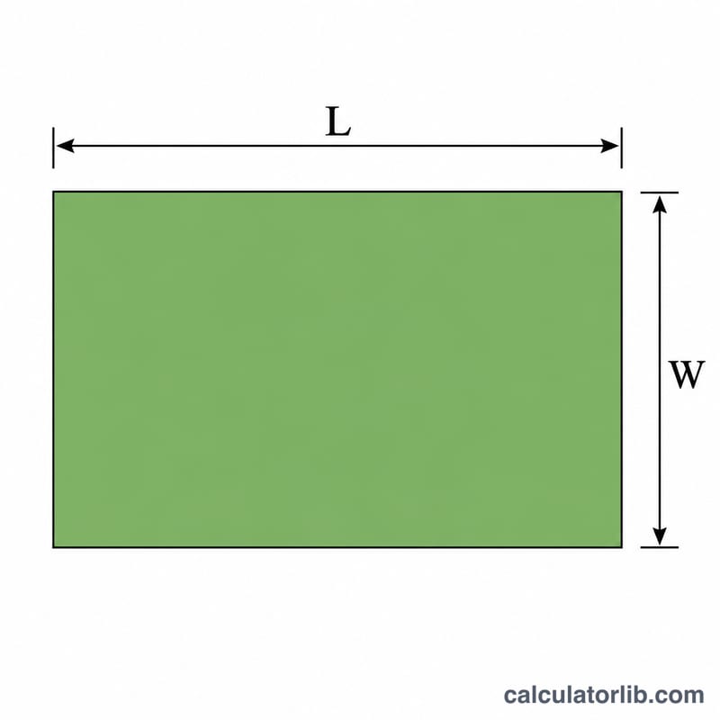 Pelouse rectangulaire avec les dimensions de longueur et de largeur indiquées