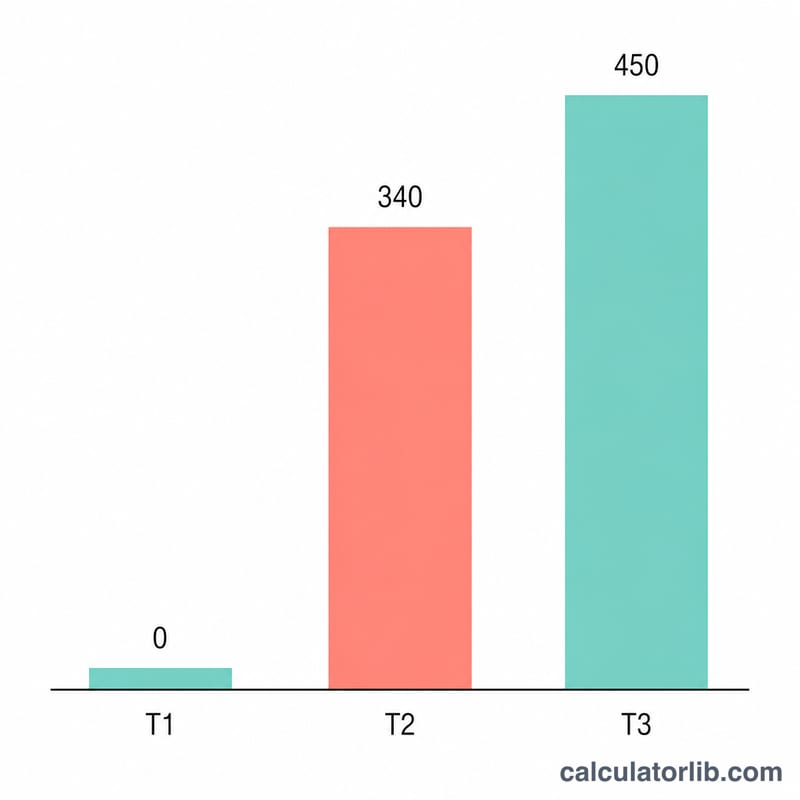 Bar chart showing extra daily calories added per trimester: 0, plus 340, plus 450