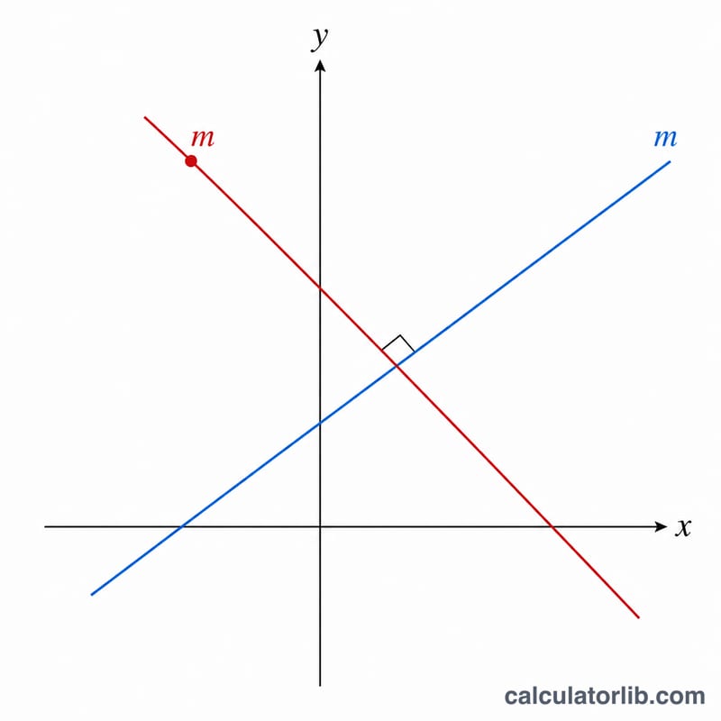 Two lines meeting at a right angle on a coordinate plane, with the perpendicular passing through a marked point