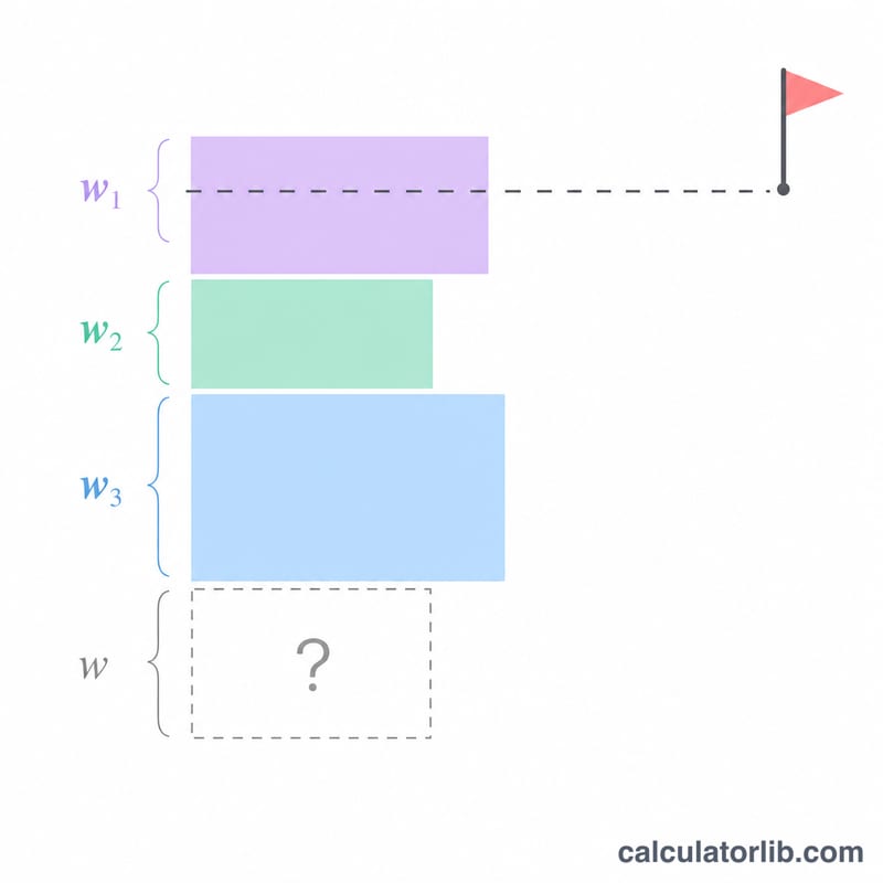 Stacked weighted grade bar with known segments and one unknown segment reaching a target line