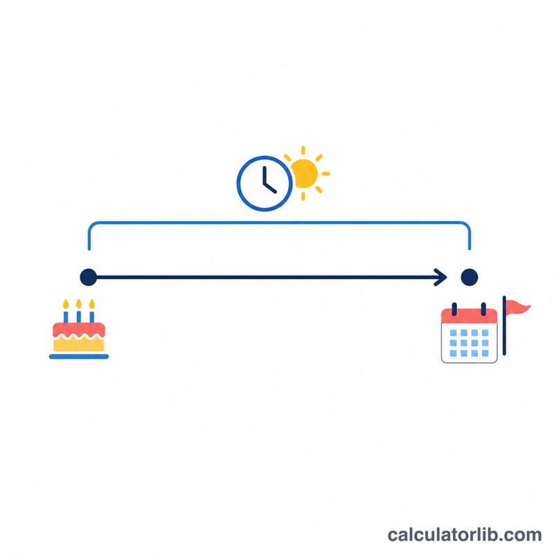 Timeline from birth date to end date showing the span of days lived