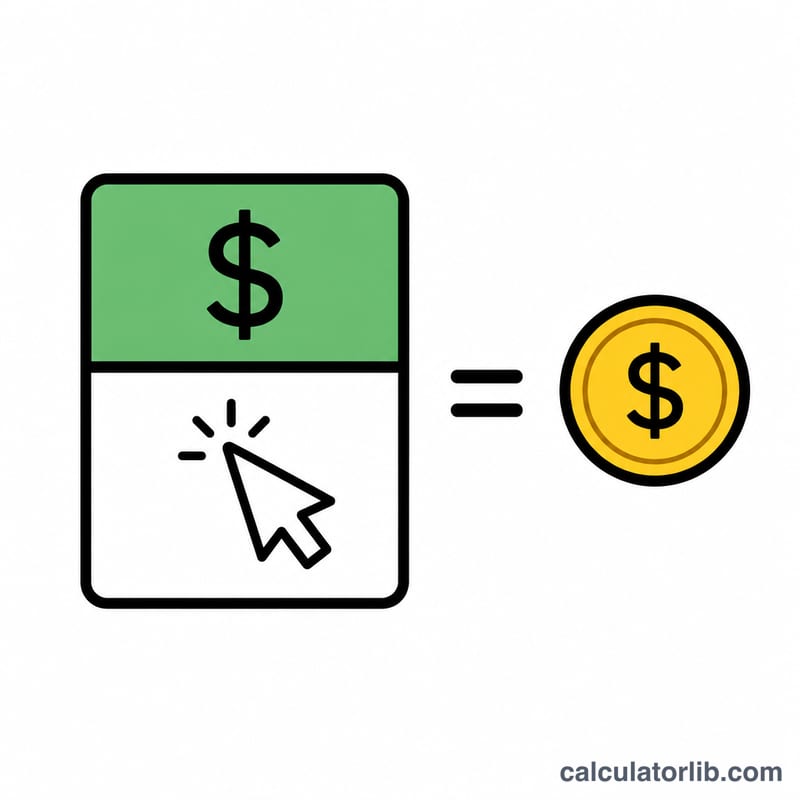 Diagram showing total ad spend divided by total clicks equals cost per click