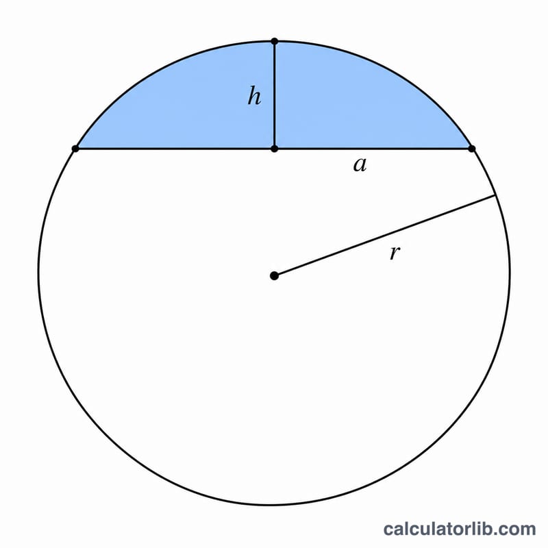 Cross-section of a sphere with a spherical cap sliced off by a flat plane