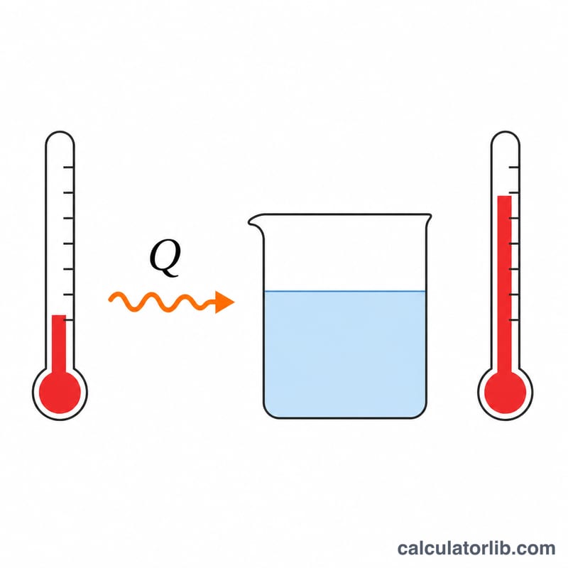 Diagram showing heat raising the temperature of a substance without phase change