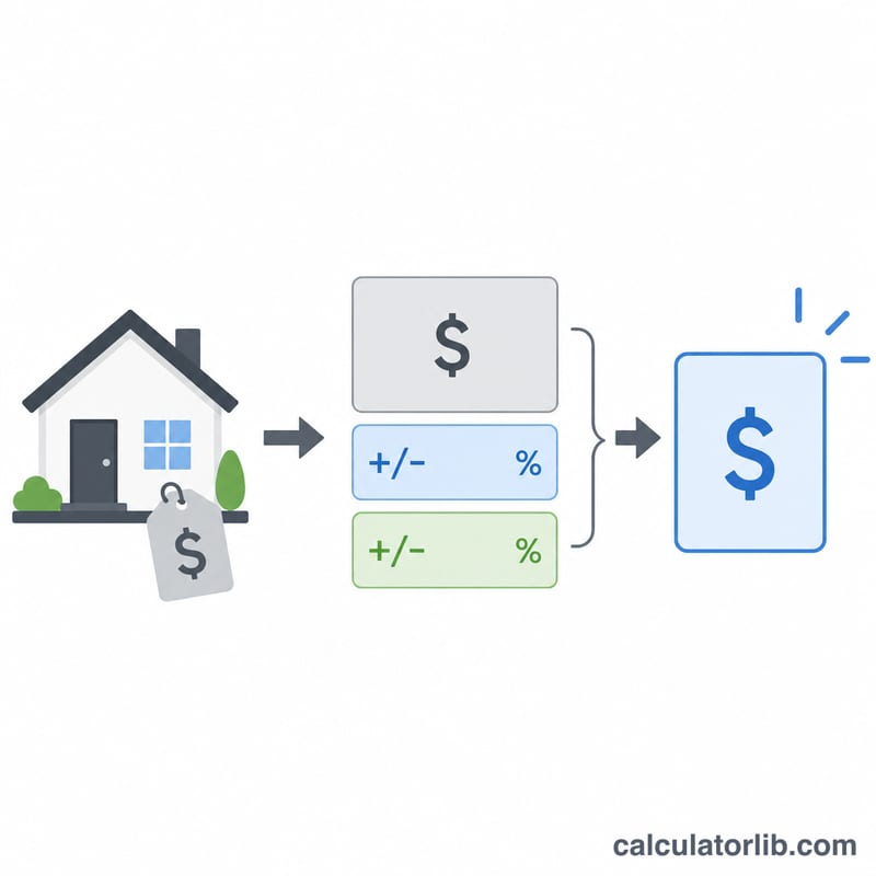 Diagram showing list price adjusted by market and personal percentages to produce an offer price