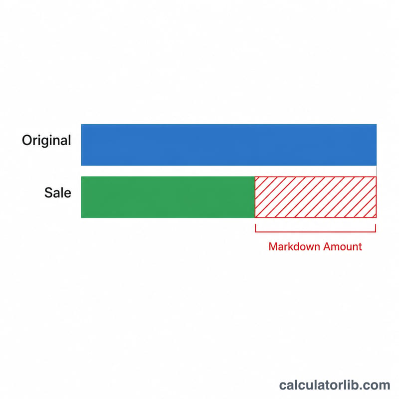 Bar diagram comparing original price and sale price with the markdown difference highlighted