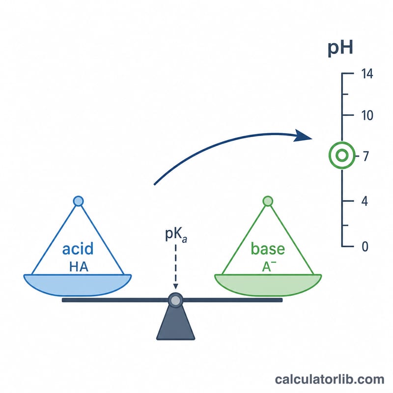 Balance diagram relating conjugate base to acid ratio and target pH