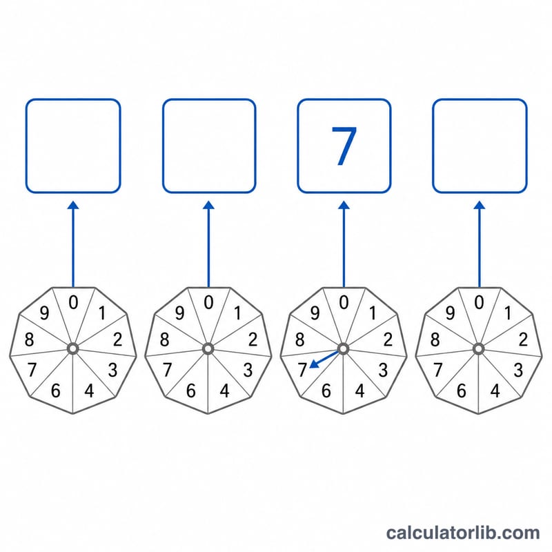 Each PIN slot drawing a random digit from 0 to 9