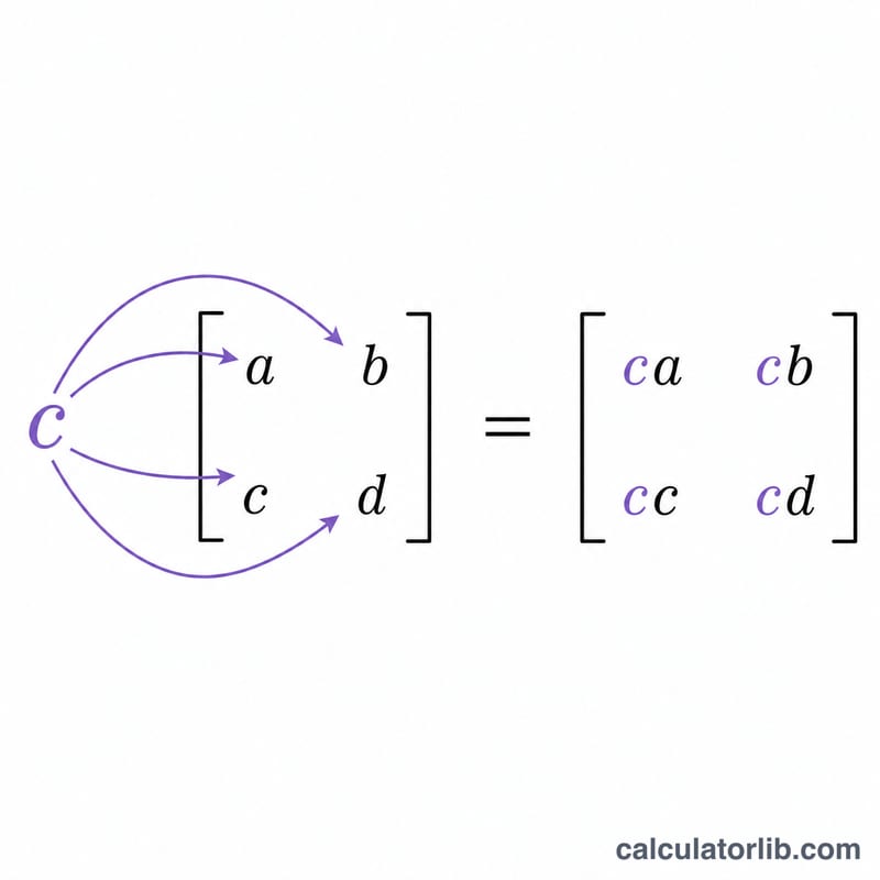 Diagram of a scalar c multiplying each entry of a 2x2 matrix